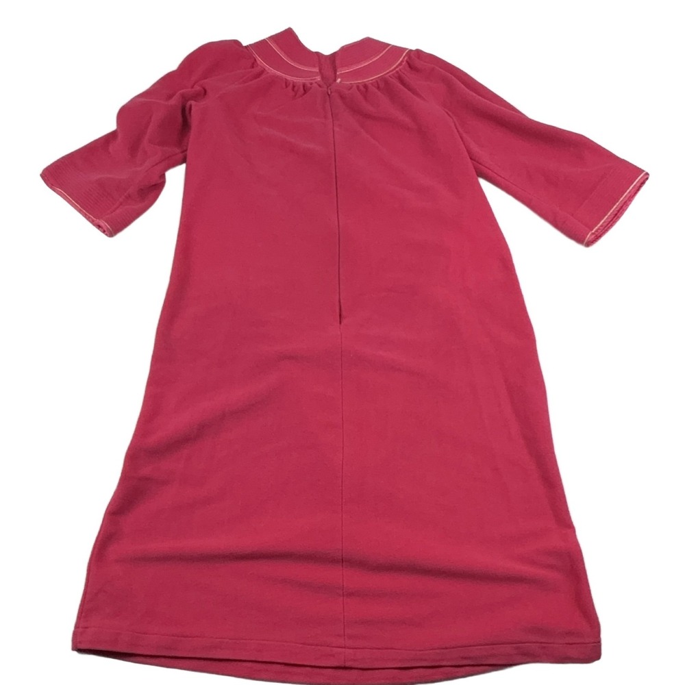 Fuchsia Pink Fleece Zip Front Robe House Dress Women Size S Ribbed Collar Cuffs